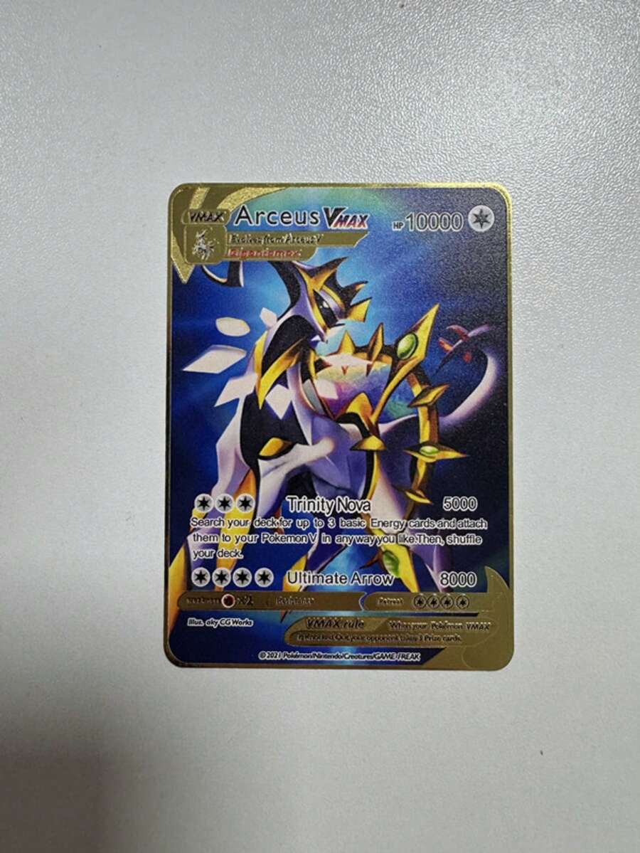 pokemon Arceus VMAX Gold Metal Card, Suitable For Gathering With Friends