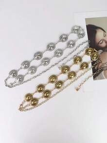 Retro Metal Chain Belt Exquisite Waist Chain, Elegant And Versatile - Bạc - Xem 2