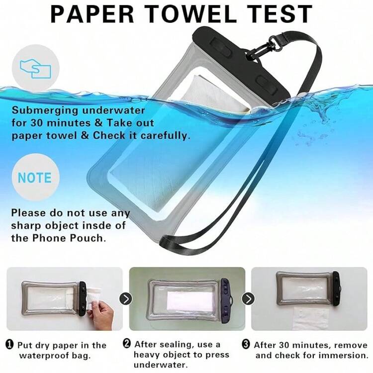 Cell Phone Waterproof Bags - Black + White - View 4