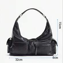 2025秋季新款黑色纹理口袋手提包和单肩包