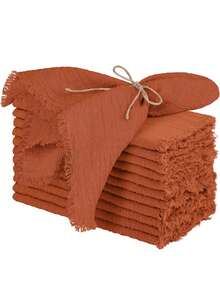 6/12pcs Minimalist Fresh Linen Napkins, Skin-Friendly Absorbent, Suitable For Party, Wedding, Restaurant, Dining Table Decor, Breathable & Lightweight