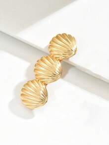 1pc Metal Texture Shell Hair Clip, 3-Piece Set For Women, Everyday Hairstyle Accessory, Claw Clips