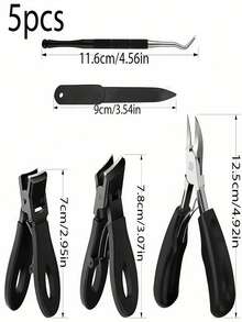 Thick Nail Clipper Set For Seniors - 5-Piece Set With Wide Jaw Large Toenail Clippers, Suitable For Thick Ingrown Nails, Professional Sharp Heavy-Duty Nail Clippers, Ideal For Men And Seniors