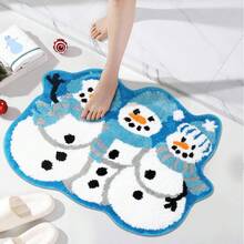 سجادة حمام ديكور رجل الثلج عيد الميلاد، سجادة منطقة، حصيرة الباب - أزرق ريفي، مانع الانزلاق للمنزل والحمام، ديكور منزلي داخلي لعيد الميلاد، هدايا عيد الميلاد، ديكورات منزلية لعيد الميلاد، سجادة مانعة للانزلاق للباب، سجادة حمام مانعة للانزلاق - قابلة للغسل في الغسالة، حصيرة باب من الصوف الاصطناعي عالي الكثافة، مثالية لديكور الحمام أو غرفة النوم، ديكور وإكسسوارات حمام عيد الميلاد، مناسبة لديكور مدخل المنزل مطبخ السجاد