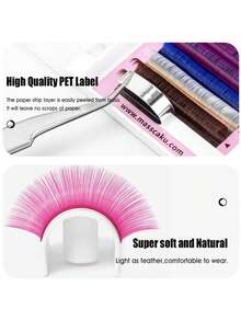 MASSCAKU 12 Rows Colored Lash Extensions White Pink Red Brown Yellow Green Blue Purple Mix Color 0.07mm C/D Curl Colorful Blooming Lashes Extension Colored Y Shaped Eyelash Individual Single Classic Eyelash Extensions - Multicolor - View 6