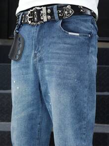 Quần Jeans Ống Loe, Quần Jeans Denim Co Giãn, Quần Jeans Skinny, Quần Jeans Denim Giặt Cũ, Sản Phẩm Cotton Đa Năng & Thời Trang, Quần Denim Giặt Túi Xiên - Màu xanh nhạt - Xem 7