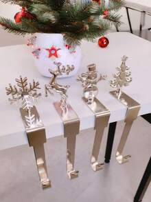 1pc Christmas Iron Decorative Wall Hook - Non-Slip Wall Mounted For Socks, Bags, Keys And Earphones - Holiday Fireplace Accessories, For Holiday Table Decor