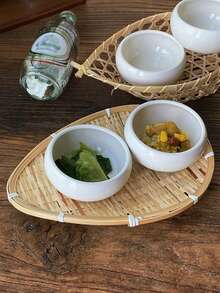 1 Piece Korean Style Ceramic Ins Small Round Bowl Plates Set, Mini Yogurt Oatmeal Bowl, Simple And Stylish Dessert/Uit Salad/Rice/Noodle Bowl, Suitable For Restaurants,Kitchen Accessories, Used To Hold Various Party, Gathering, Snack Shop, Food, Home Decoration