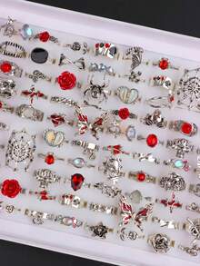 10/20 buc/lot Vintage Punk Gothic Halloween femei bărbați inele fluture păianjen trandafir craniu în formă de inimă stiluri petrecere de vacanță machiaj bal club de noapte bar cadouri pentru prieteni accesorii de purtare zilnică