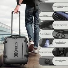 NEW YORK XPRESS 17 Inch Underseat Carry On Luggage Airplane Approved Water-Resistant Small Softside Rolling Suitcase Lightweight Personal Item Travel Duffle Bags - 灰色 - 查看 5