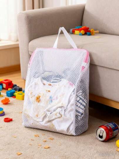 Durable Fine Mesh Laundry Bag With Heavy Duty Zipper, Delicate Garment Wash Bag To Protect Lingerie, Intimate Apparel, Shirts, Sweaters, Stockings And Hosiery, Modern Minimalist Style, Perfect For Home Organization, Dorm Room Storage And Travel Laundry Care, Machine Washable Protective Garment Bag For Washing Delicate Fabrics