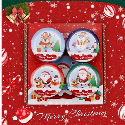 4pcs Christmas Scented Candle Party Decoration Fragrance Gift Box Set, Soy Wax Christmas Candle Souvenir. It Is A Beautiful Gift For Family And Friends During The Christmas Season. It Can Be Used In Rooms Such As The Living Room And Bedroom, And Can Well Enhance The Festive Atmosphere., Christmas Decorations, Christmas Gifts