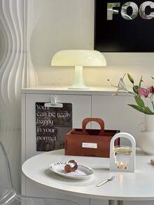 1PC Minimalist Mushroom-Shaped LED Table Lamp - USB-Powered Ambient Light For Bedrooms, Study Corners, And Modern Living Spaces, Orange/White