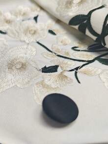 Women's Fashionable Embroidered Front Button Blazer Jacket, Suitable For Daily Office, Gatherings, Autumn/Winter, Lined, High Grammage Fabric - White - View 3