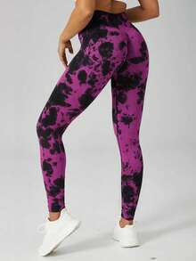 Women Sports Leggings - 玫紅色 - 查看 3