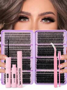 392/570/640/800 件 戏剧性 C 卷 8-16 毫米混合 DIY 睫毛延长套装 DIY 下睫毛睫毛书大容量柔软个人簇睫毛打造蓬松自然圣诞礼物新款纤细蝴蝶元素粉色底卡在家看持久 DIY 睫毛胶水、DIY 胶水去除剂、DIY 睫毛镊子睫毛簇套装、睫毛、睫毛、假睫毛