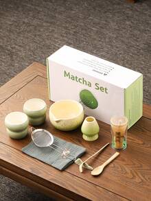 [日本抹茶] 绿色抹茶仪式套装 - 10 件日本竹茶具 - 抹茶杯、抹茶碗、完整的传统装饰礼物 - 彩色 - 查看 14