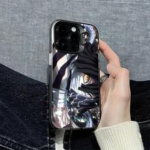 Funda de teléfono de chico de anime popular con boca cubierta compatible con iPhone 16 15 14 13 12 11 Pro Max X XR XSMAX 8 7 Plus, cubierta trasera mate anti-caída. - Plateado - Ver 6