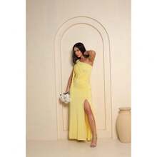 LONG WOMEN'S SOCIAL DRESS FOR PARTIES, WEDDING, GODMOTHER, GRADUATION - Màu vàng - Xem 2