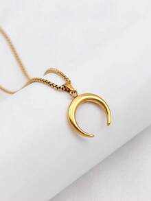 1 Stück 18K vergoldete Edelstahl Halbmond Horn Anhänger Halskette, elegante Choker Kette