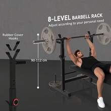 SOOZIER Adjustable Weight Bench, Foldable Bench Press With Barbell Rack And Dip Station For Home Gym, Strength Training Multiuse Workout Bench, Black - Black - View 6