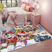 1/3/4 piezas Alfombras con temática de Paw Patrol navideña, agrega magia alegre a tu habitación; adecuado para sala de estar, dormitorio, etc.