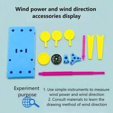 1 pieza Medidor de dirección del viento DIY - Un proyecto científico sencillo para niños - Kit de manualidades DIY - Experimento científico - Paquete de materiales hechos a mano - Creación científica - Mejora las habilidades prácticas - Material ABS - Diseño ligero - Fácil instalación - Adecuado para actividades familiares, actividades al aire libre, actividades en el hogar - Decoración de arte de jardín - Artículo decorativo para el techo