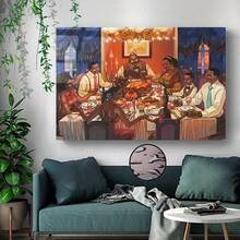 Poster-2D 1pc Framed Wrapped CanvasWooden Framed African American Family Gatherings Celebration Canvas Painting Wall Art Prints Wall Picture Decor For Home Gifts, Living Room, Bathroom, Bedroom, Kitchen - 彩色 - 查看 2
