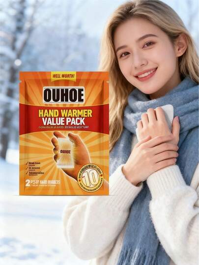 2个/包 一次性暖手宝 - 户外保暖必备。自粘式设计，方便携带，持续加热长达10小时，无异味。采用天然成分，倍感舒适。春夏精选，伴娘礼物，房间装饰，卧室装饰，海滩，旅行，男女皆宜，度假，可爱小物，母亲节礼物，卧室装饰，花园，厨房装饰，夏季，海滩，旅行必备，房间装饰，软萌可爱，毕业季礼物