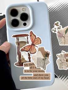 30 piezas de pegatinas vintage artísticas, hermosas y divertidas con diseños de mariposas y flores, perfectas para decorar cuadernos, portátiles, patinetas, guitarras, suministros para fiestas, maletas y sobres - Pegatinas de manualidades