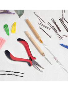 100件套接发套装，3件套珠子工具钳，微纳米环珠子接发或羽毛接发的开启和拆卸工具 - 彩色 - 查看 7