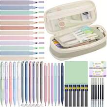 45pcs Morandi Color Stationery Set, Includes 12pcs Pastel Highlighter Pens, Learning Supplies. Cute Office & School Supplies, Suitable For Both Men And Women, Christmas Gift. - Black - View 2