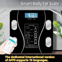 Báscula de grasa corporal inteligente, báscula de composición corporal, báscula de salud, báscula de peso corporal, evaluación de la salud, dieta personalizada, plan de ejercicios, mide la temperatura ambiente, anti-vuelco, sensor de alta precisión, encendido/apagado automático, sincronización inteligente con aplicación, vidrio templado hasta 800 libras - Multicolor - Ver 9