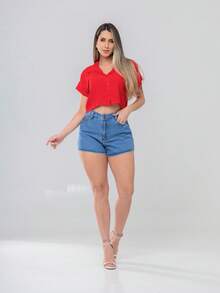 Women's Shirt Blouse Buttons Viscose Fresh Summer Comfortable Style Best Quality - 紅色 - 查看 9