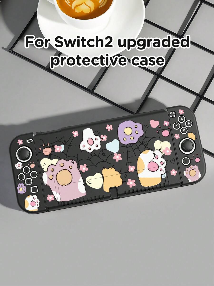 1 件心形、猫爪、蜘蛛网图案保护壳,适用于 2 (2025)、Switch OLED、Switch NS/Lite,是 Switch 玩家的最佳礼物 - 彩色 - 查看 1