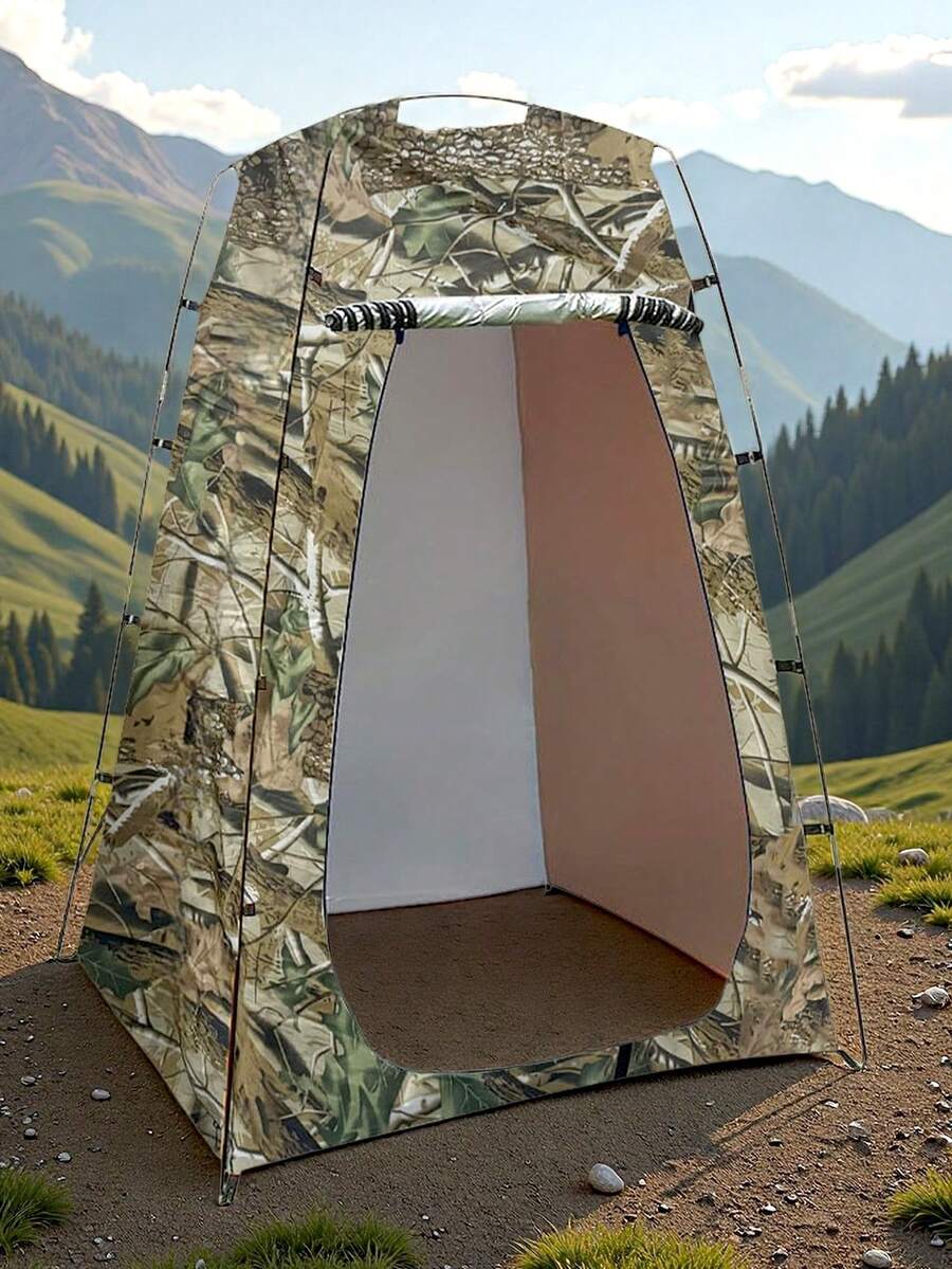1pc Camouflage Warm Waterproof Tent, Windproof Rainproof Portable Foldable Changing/Shower Tent, Suitable For Home Bathing, Outdoor Hiking, Sanitation Cleaning, Autumn/Winter - Multicolor - View 1
