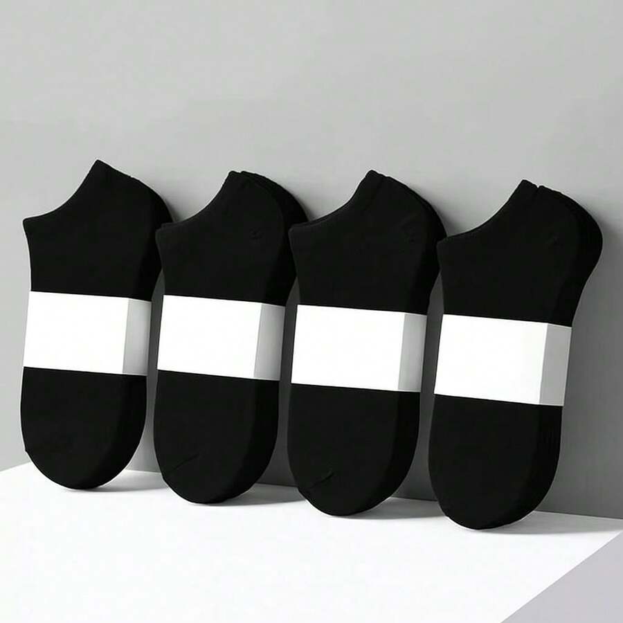 Kit 12 Pairs Unisex Ankle Socks Short Black Or White 35-40 - 黑色 - 查看 1