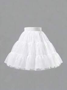 Young Girl Mesh Petticoat Skirt, Soft Girla Underskirt, Fluffy Petticoat - White - View 5