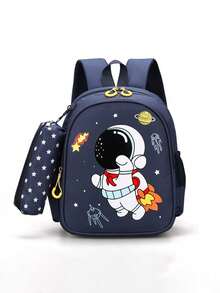 New Fashion Cartoon Backpack With Small Pouch - Dark Blue - View 7