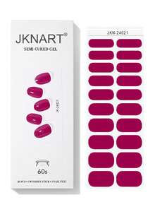 JKNART 20片半固化凝胶美甲贴纸，高光泽指甲油贴纸，多种颜色和款式，适合DIY美甲，易于使用，在家即可打造沙龙级美甲效果[需使用UV灯固化] 美甲用品 - 彩色 - 查看 18