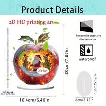 1pc Christmas Desktop Ornaments, Santa Claus Red Apple Party Supplies, Living Room Bedroom Home Decoration, Office Desktop Ornaments, Christmas Gifts 2D Acrylic - Multicolor - View 2