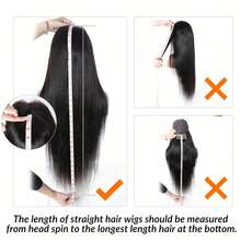 Straight Wig With Bangs Human Hair No Lace Front Put On And Go Glueless Wigs For Women Ready To Wear 180% Density Machine Made Long Straight Wig With Bangs Natural Color No Glue Needed Beginner Friendly - Natural Black - 查看 8