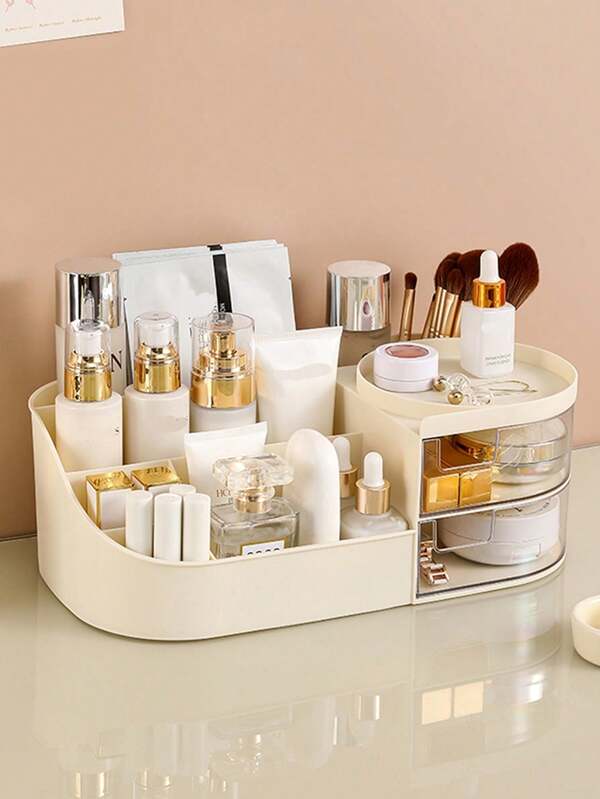 صندوق تخزين مستحضرات التجميل متعدد الألوان مع أدراج لمنتجات المكياج والعناية بالبشرة، حامل، للعطلات والشاطئ والحمام والغرفة، سعة كبيرة