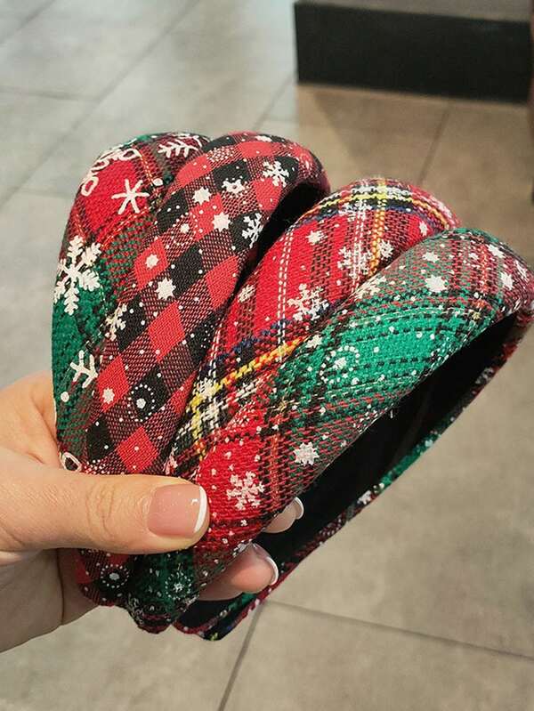 شريط رأس بشكل رقائق الثلج للكريسماس، شريط شعر واسع قابل للتخصيص للخريف/الشتاء بتاج مرتفع من الإسفنج، شريط شعر متعدد الاستخدامات، جمال، شريط شعر، دياديما