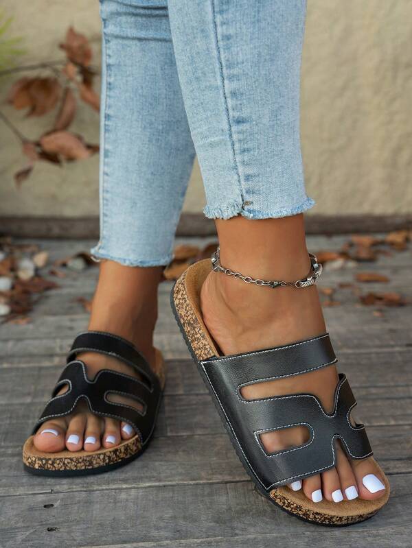 Women's Retro Open Toe Breathable Sandals, Comfortable Non-Slip Durable Slides, Women's Summer Birkenstocks, Adjustable Double Buckle