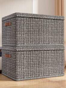 1 pieza Caja de almacenamiento de ropa de tela para el hogar, Caja de almacenamiento de ropa plegable, Caja organizadora de armario, Caja de almacenamiento de gran capacidad, Cesta, Cesta - Multicolor - Ver 3