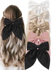 1/2/3/4/5/6个装大蝴蝶结发夹，柔软长尾蝴蝶结发卡，复古金属发夹丝绸发箍，优雅发饰，圣帕特里克节、情人节的绝佳礼物
