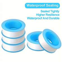 Praktyczna, minimalistyczna, biała, metalowa taśma uszczelniająca w ciasnym owinięciu, niebiesko-biała, plastikowa, na szpuli, doskonała do naprawy domowej instalacji wodno-kanalizacyjnej, montażu baterii kuchennych, podłączania armatury łazienkowej i uszczelniania rur przemysłowych