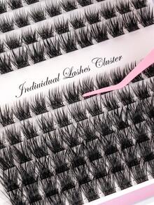 MEM 280/144/120pcs Cluster False Eyelashes, High Capacity, D-Curl, 8-16mm, DIY Lash Clusters, Natural Look, Thick & Long, Super Soft & Lightweight, Reusable, Single Strand Segmented False Lashes, Lash Extension Kit, Suitable For Travel, Daily Wear (Beginner Friendly), Weddings, Dates, Parties, Holidays, Also Great As Christmas/Halloween/Gift Lash Set - 黑色 - 查看 10