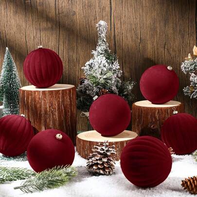 2 pezzi Palline di Natale in velluto da 10 cm, ornamenti per albero di Natale in velluto, palline di plastica per appendere sull'albero di Natale, decorazioni per casa, ghirlande, matrimoni, feste, decorazioni natalizie, decorazioni per la stanza in inverno